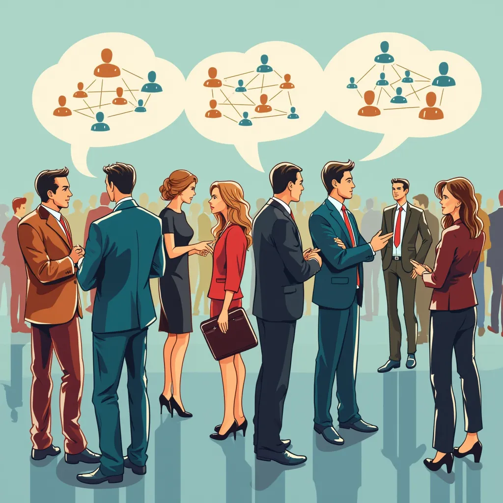 Ilustração de pessoas em evento de networking